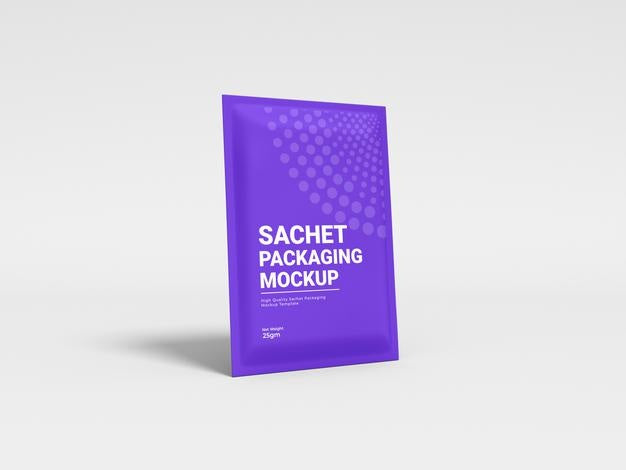 Glossy Foil Sachet Packaging Mockup Psd