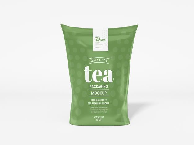Glossy Foil Tea Bag Packaging Mockup Psd