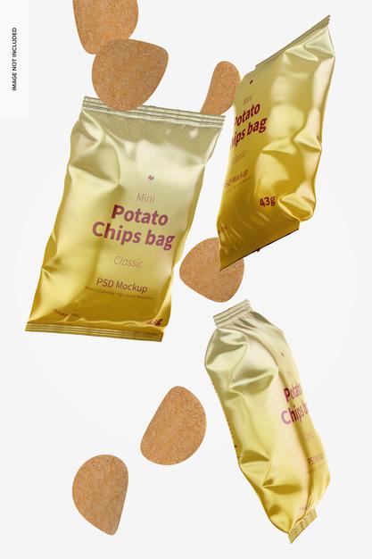 Glossy Mini Potato Bags Mockup Psd