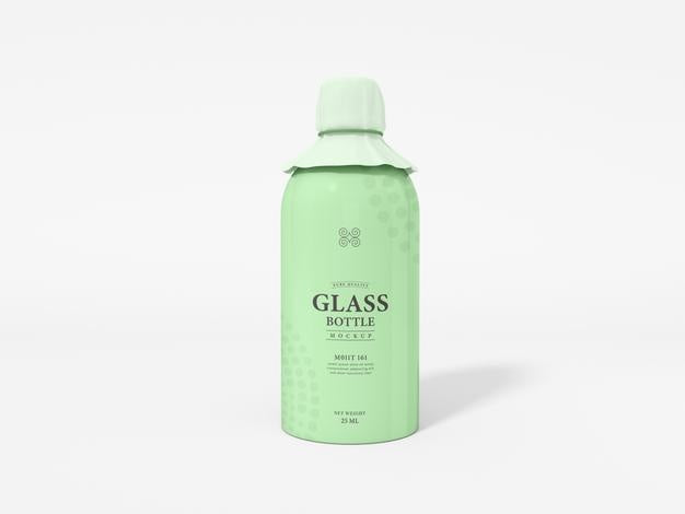 Glossy Reflective Glass Bottle With Foil Cover Mockup Psd