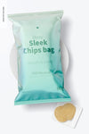 Glossy Sleek Chips Bags Mockup, Top View Psd