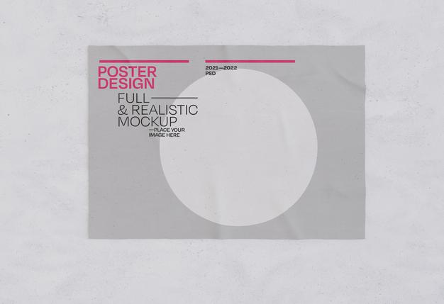Glued Poster Mockup Psd