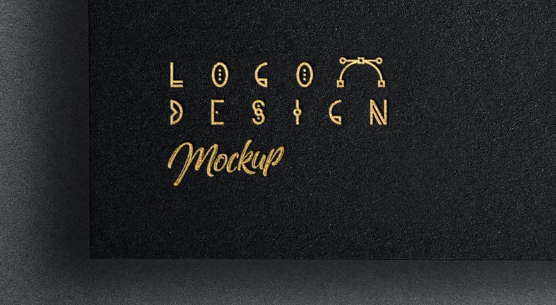 Gold Foil Printed Paper Logo Mockup Psd