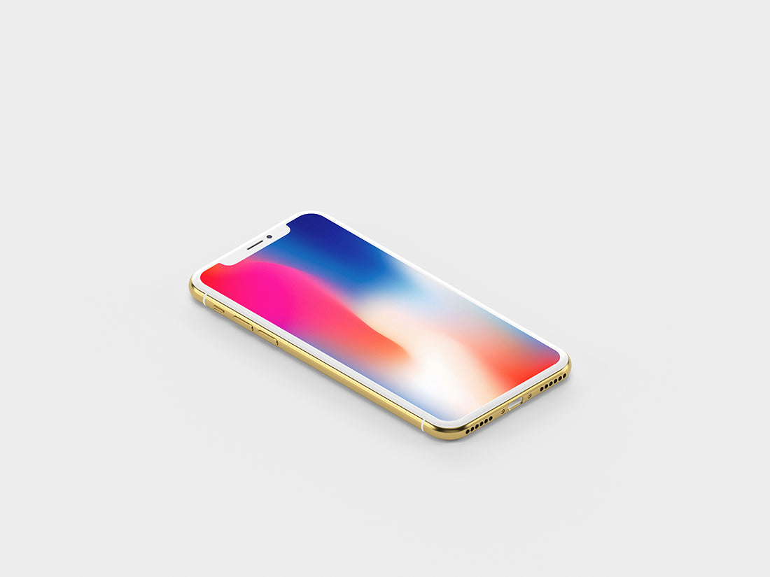 Gold Isometric Iphone X Mockup