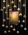 Golden And Silver Globes Hanging For New Year Psd