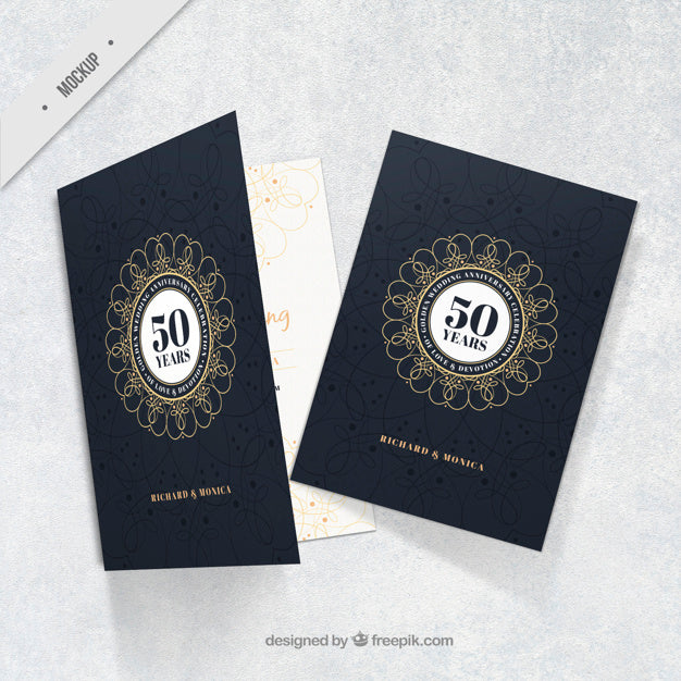 Golden Anniversary Elegant Card Psd