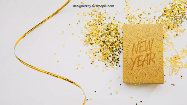 Golden Book Mockup With Christmas Design Psd