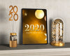 Golden Decorations Beside Tablet For New Year Psd