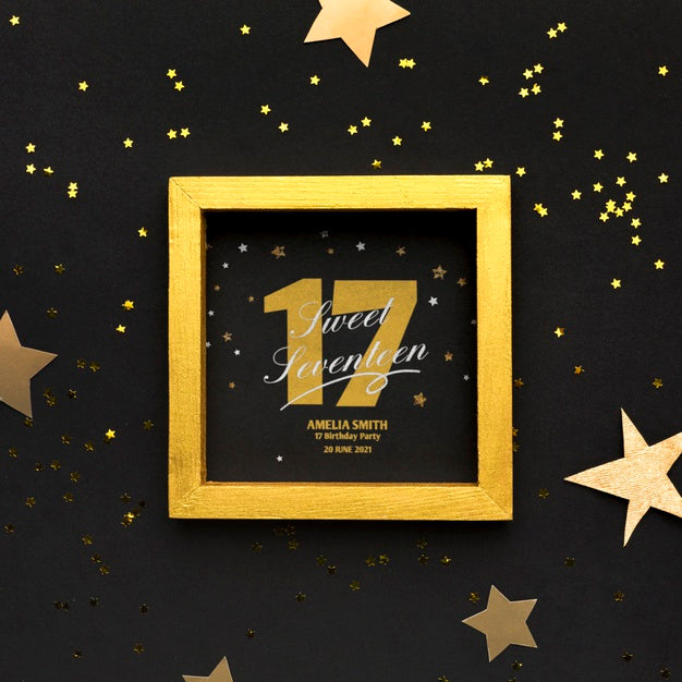 Golden Frame With Black Background Psd