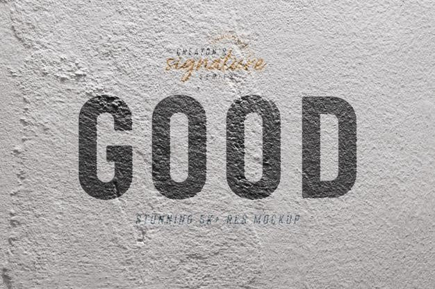 Golden Logo Mockup On Grunge Concrete Wall Branding Sign Logo Mockup Front View Psd