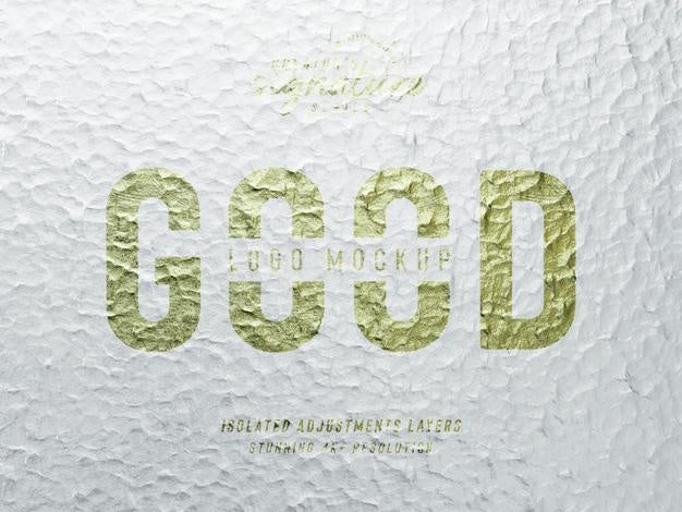 Golden Logo Mockup On Grunge Concrete Wall Branding Sign Logo Mockup Front View Psd