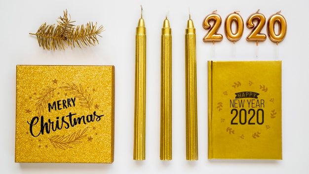 Golden New Year Party Accessories Mock-Up Psd