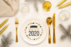 Golden New Year Party Cutlery Mock-Up Psd