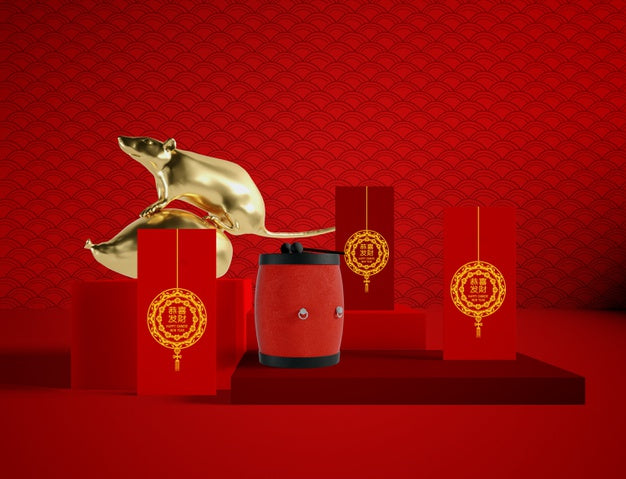 Golden Rat Happy New Year Illustration Psd