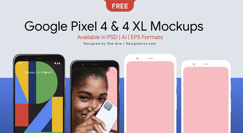 Google Pixel 4 & 4 Xl Mockup Psd, Ai & Eps