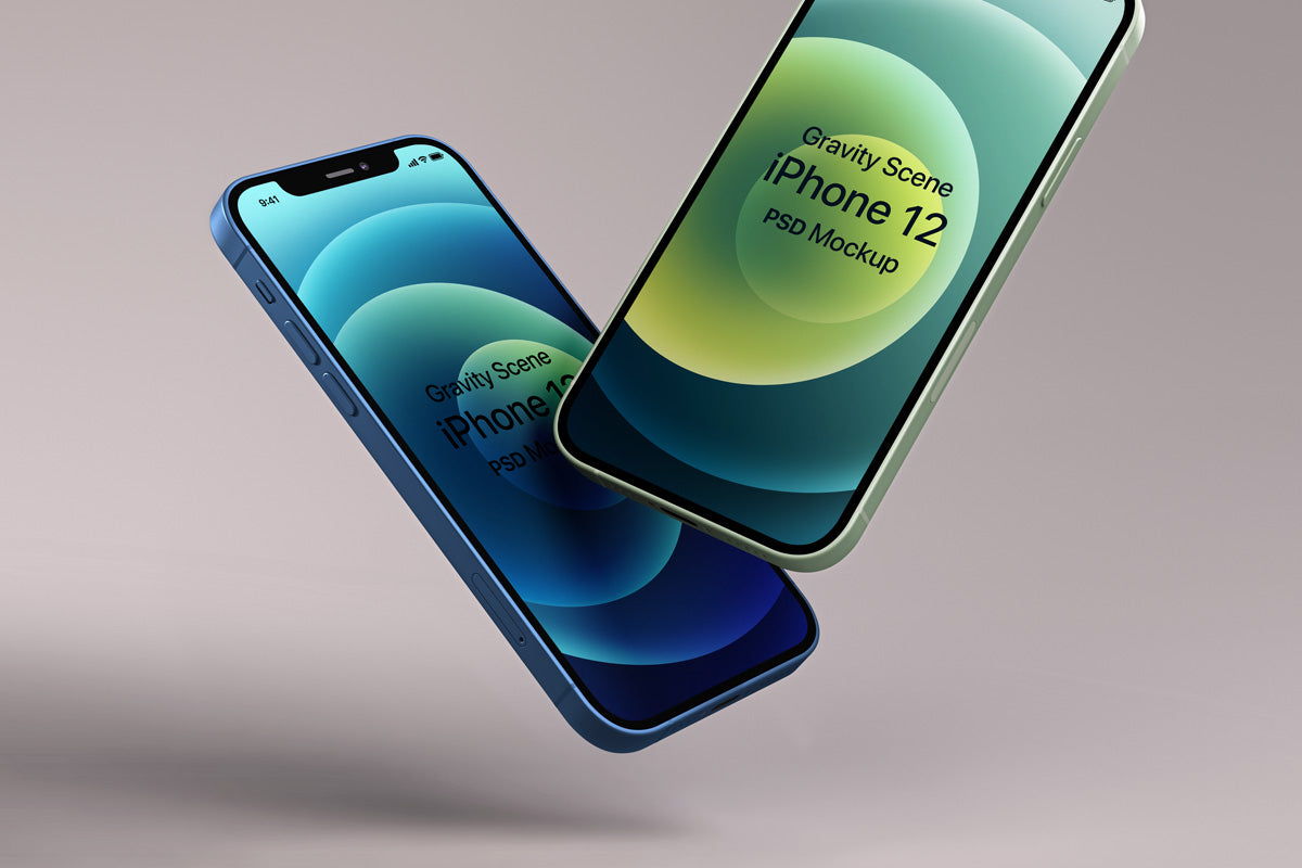 Gravity Psd Iphone 12 Mockup Set