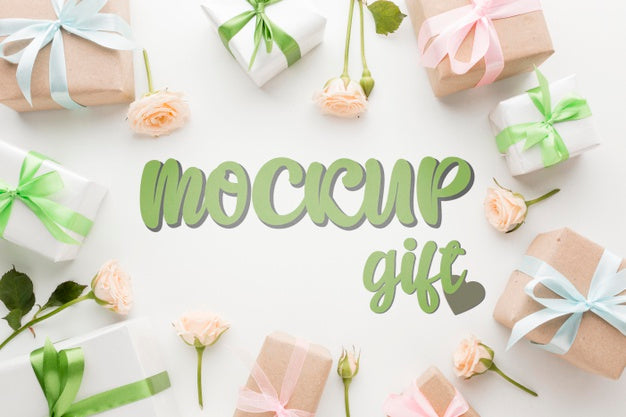 Green And Pink Gift Boxes Mock-Up Psd