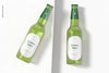 Green Beer Bottles Mockup, Top View Psd