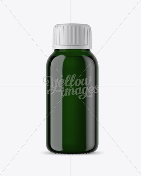 Green Glass Syrup Bottle Mockup