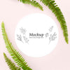 Green Leaves Arrangement With Mock-Up Psd