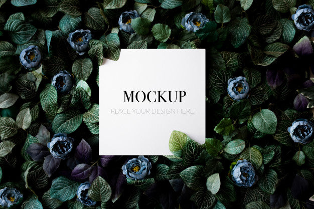 Green Leaves Background With Square White Paper For Notes. Psd