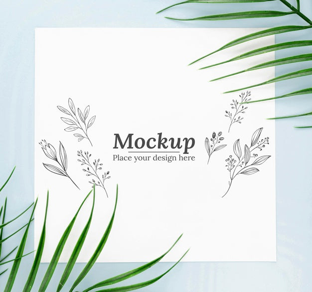 Green Leaves Composition With Mock-Up Psd