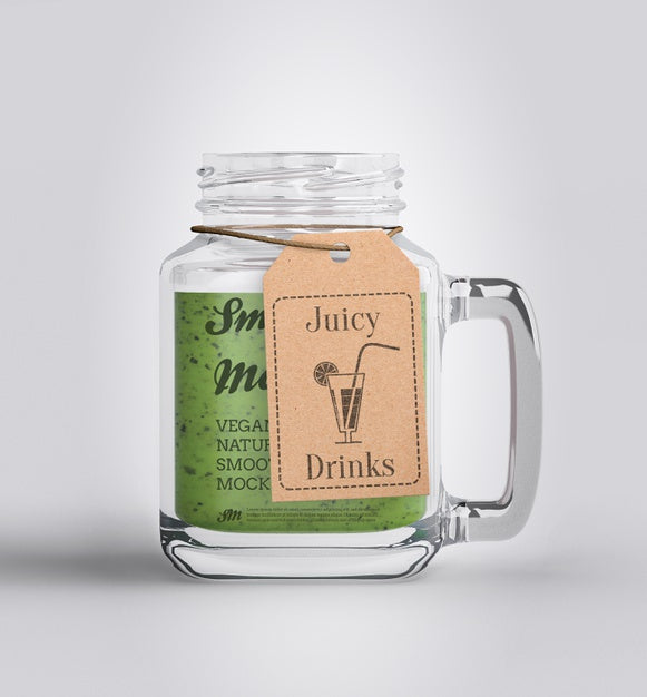 Green Smoothie With Gray Background Mock-Up Psd