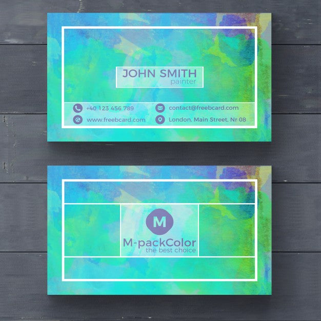 Green Watercolor Business Card Psd