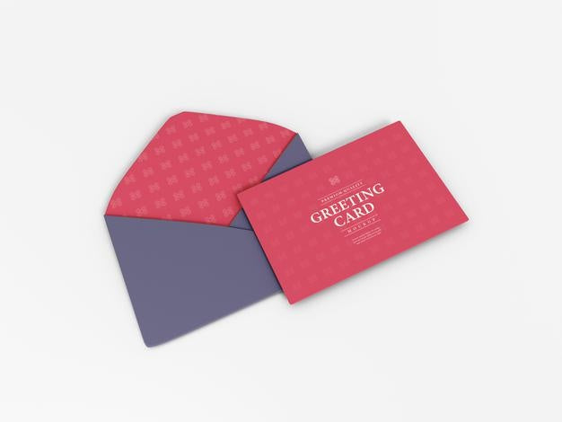 Greeting Card And Envelope Mockup Psd