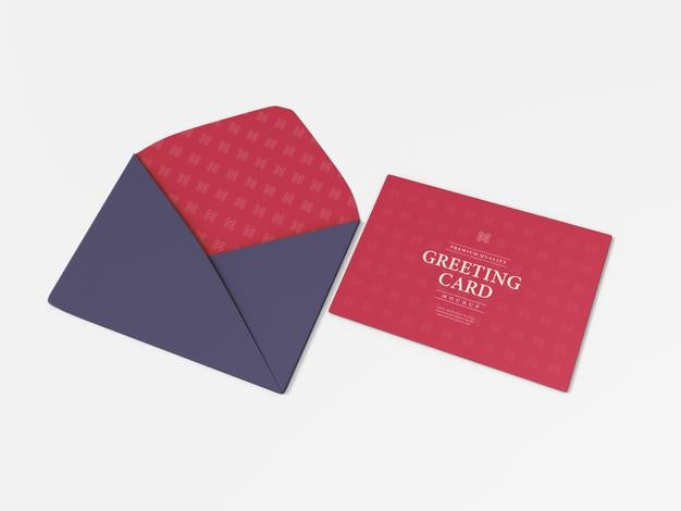 Greeting Card And Envelope Mockup Psd