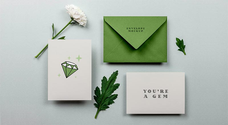 Greeting Card & Envelope Mockup Psd
