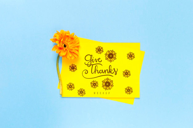 Greeting Mock-Up Concept With Flower Psd