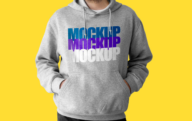 Grey Hoodie On Yellow Mockup Psd