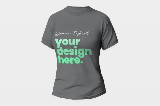 Grey Woman T-Shirt Mockup Psd