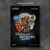 Grilled Skewers With Veggies Restaurant Poster Template Psd