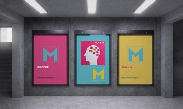 Group Backlit Modern City Vertical Mockup Psd