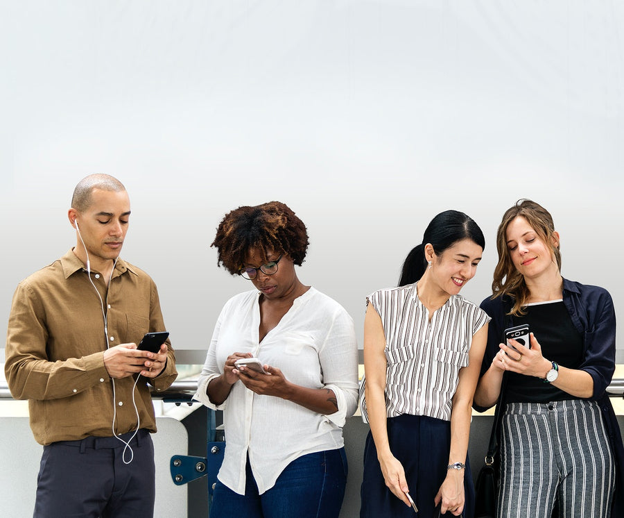 Group Of Diverse People Using Smartphones