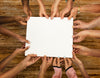 Group Of Diversity Hands Holding Empty Paper Psd
