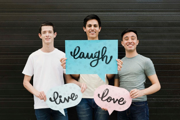 Group Of Male Friends Posing Psd