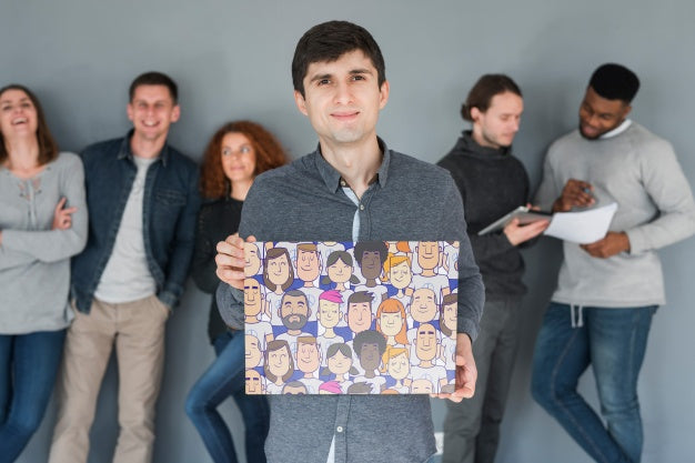 Group Of People Holding Placard Mockup For Charity Psd