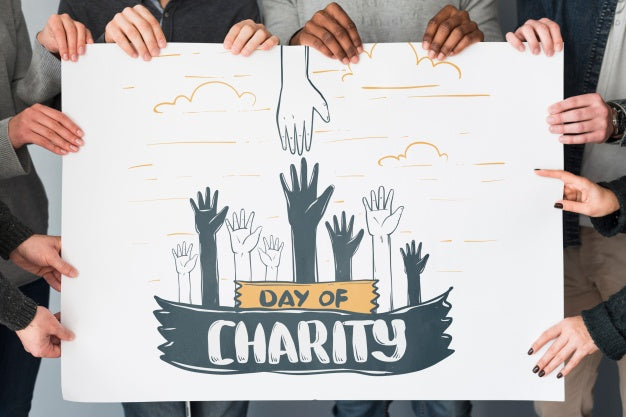 Group Of People Holding Placard Mockup For Charity Psd