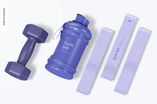 Gym Set Mockup, Top View Psd