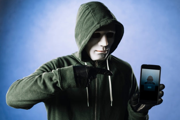 Hacker With Smartphone Mockup Psd