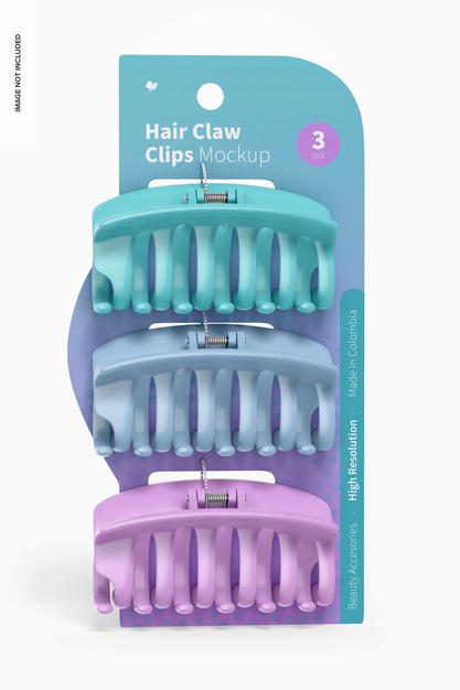 Hair Claw Clips Blister Mockup, Front View Psd