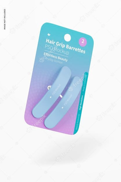 Hair Grip Barrettes Blister Mockup, Floating Psd