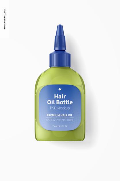 Hair Oil Bottle Mockup, Top View Psd