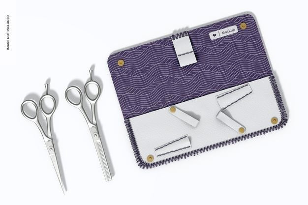 Hair Scissors With Case Mockup, Opened Psd