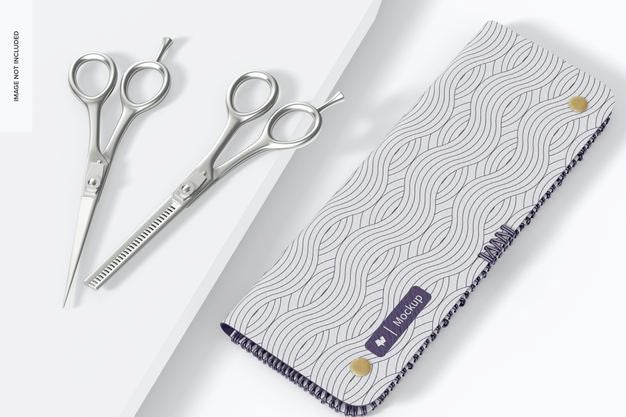 Hair Scissors With Case Mockup, Right View Psd