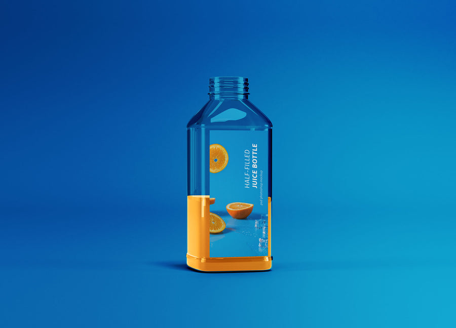 Half-Filled Juice Bottle Mockup