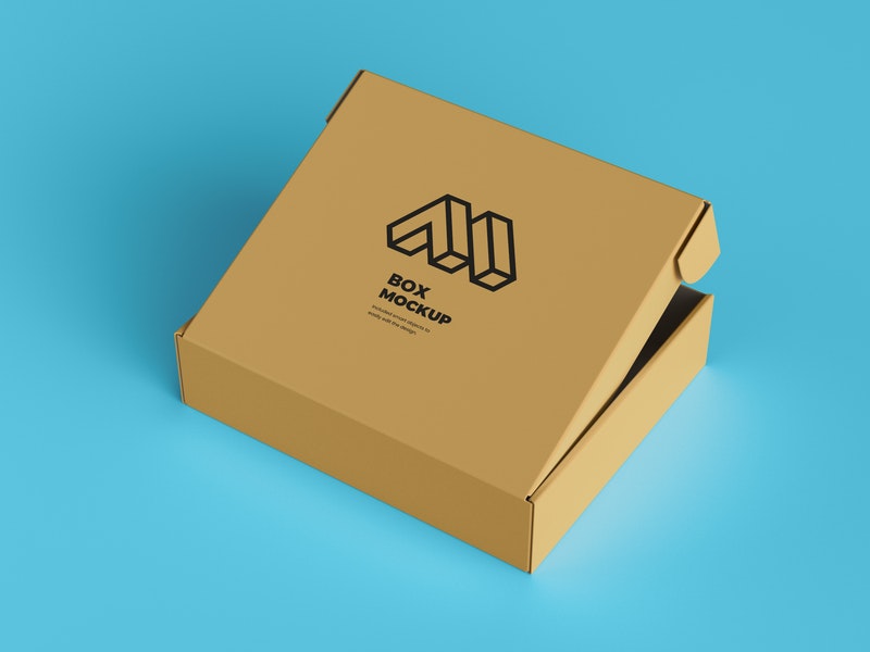 Half Open Cardboard Box Mockup